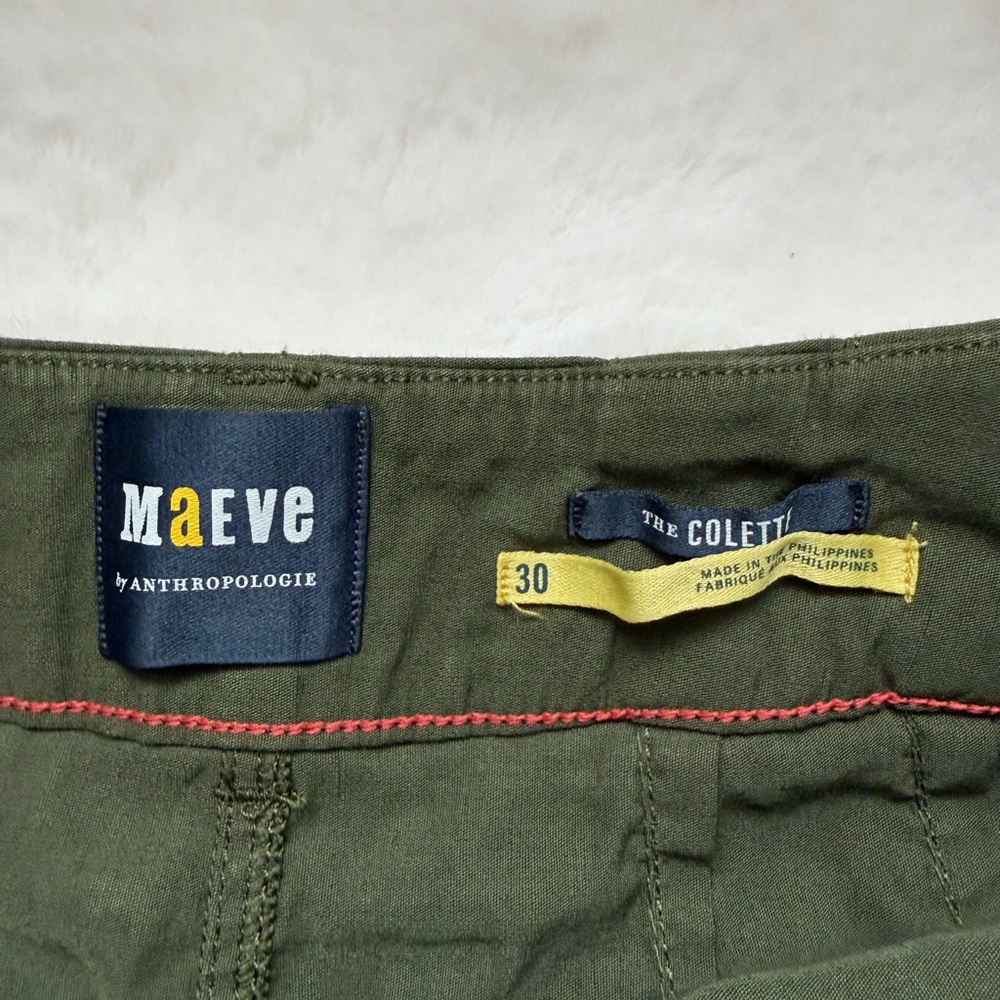 Maeve The Colette Wide Leg Cropped Olive Green Stretch Pants-30/М - Picture 11 of 16